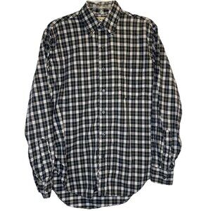 VTG LL Bean Men’s Green Plaid Long Sleeve Button Up Shirt Sz M USA Classic